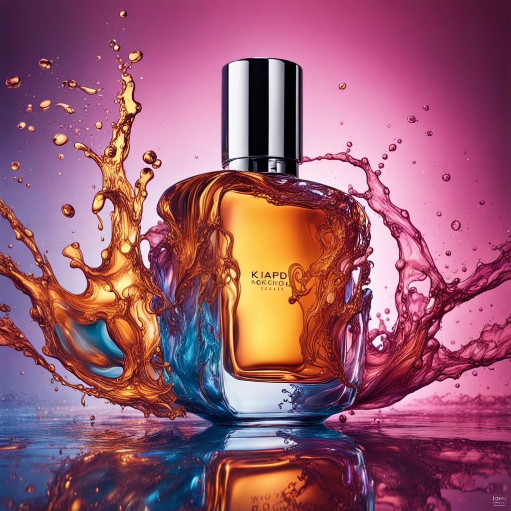 Sensual Perfume Ad in Vibrant Colors