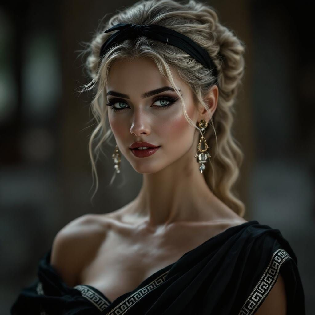 Adikia: Greek Goddess of Injustice in Cinematic Style