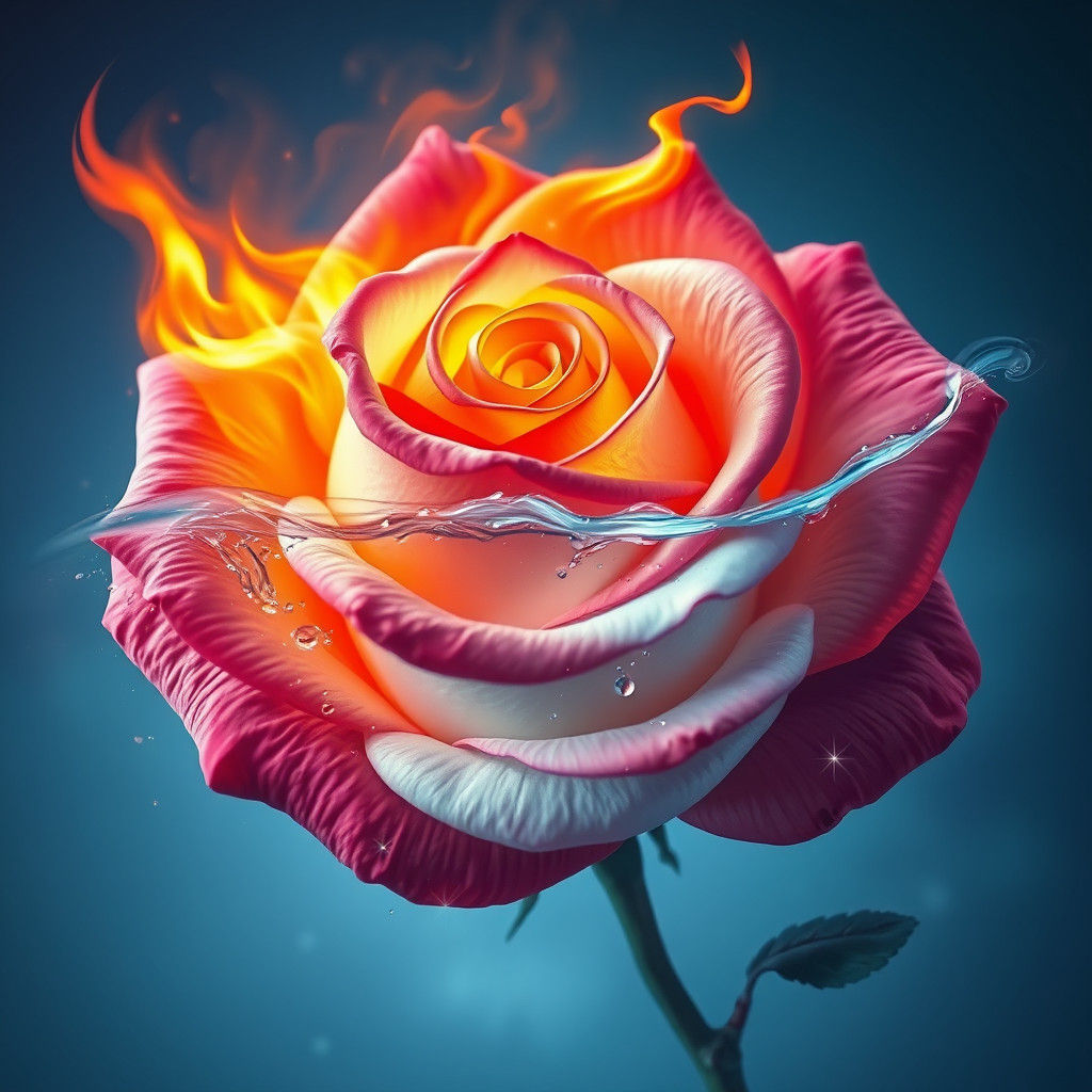 Blazing Fire Rose on Mystical Waterbank