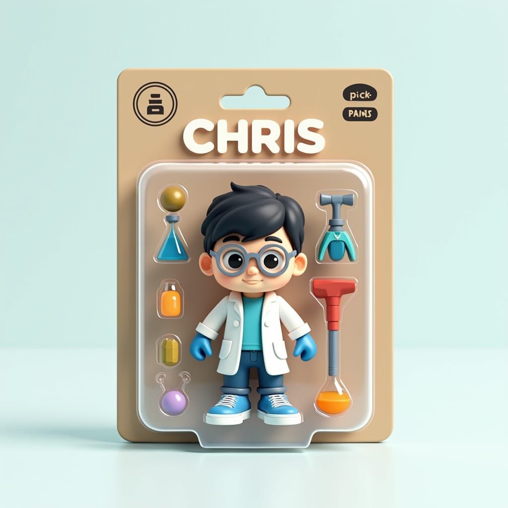 Cute 3D Action Figure Toy in Transparent Packaging
