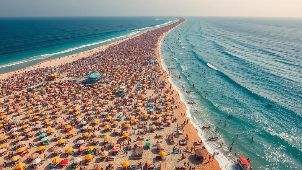 Vibrant Summer Beach in Hyper-Realistic Style