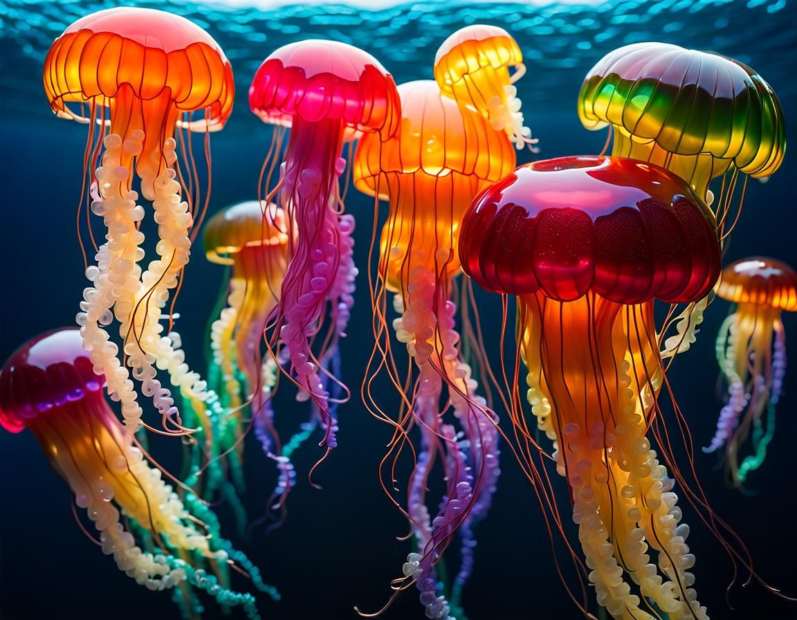 Gelatin Jellyfish in Vibrant Ocean Seascape