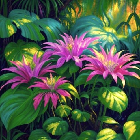 Monet Style Impasto Painting of Exotic Botanicals