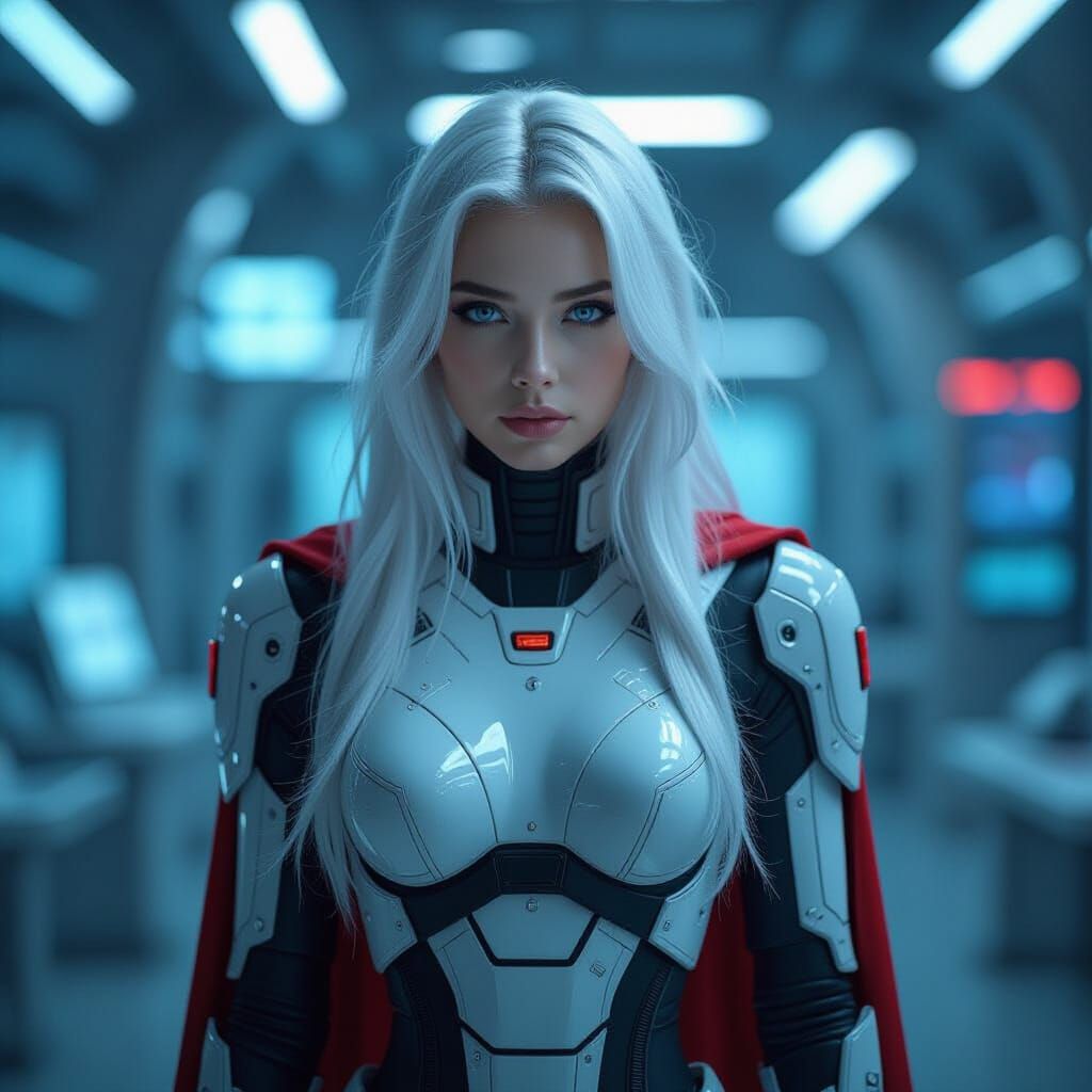 Cyberpunk Cyborg Girl in Futuristic Armor