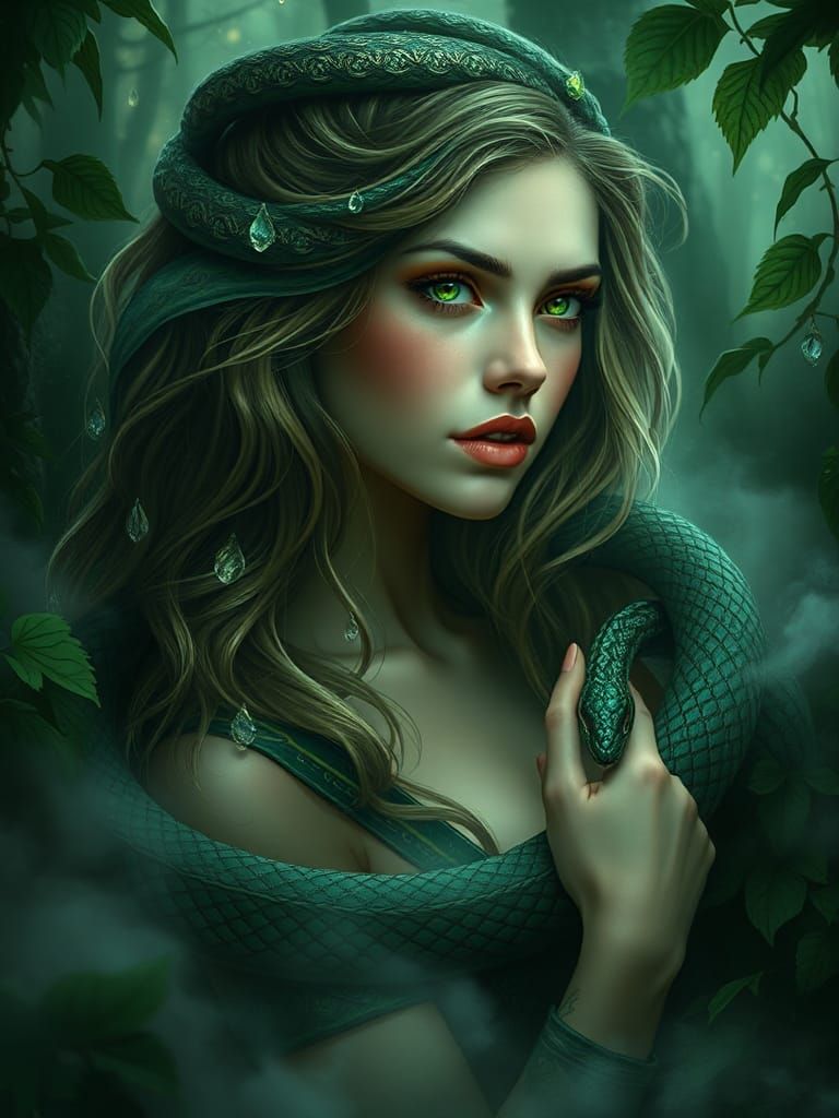 Mystical Celtic Woman in Ethereal Forest