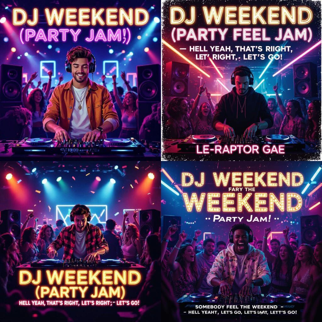 DJ Weekend Album Art: Party Jam with Glowing Text