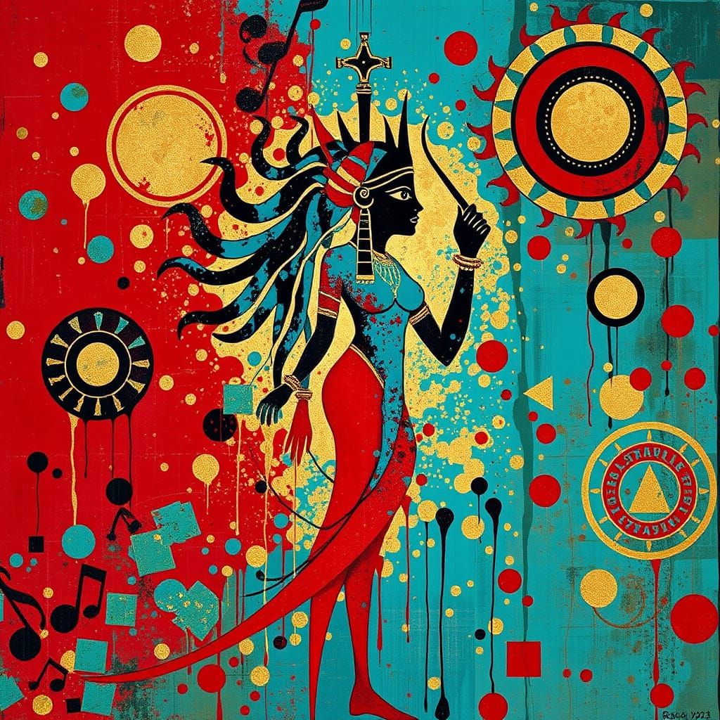 Mughal Carpet Abstract with Egyptian Goddess Hathor