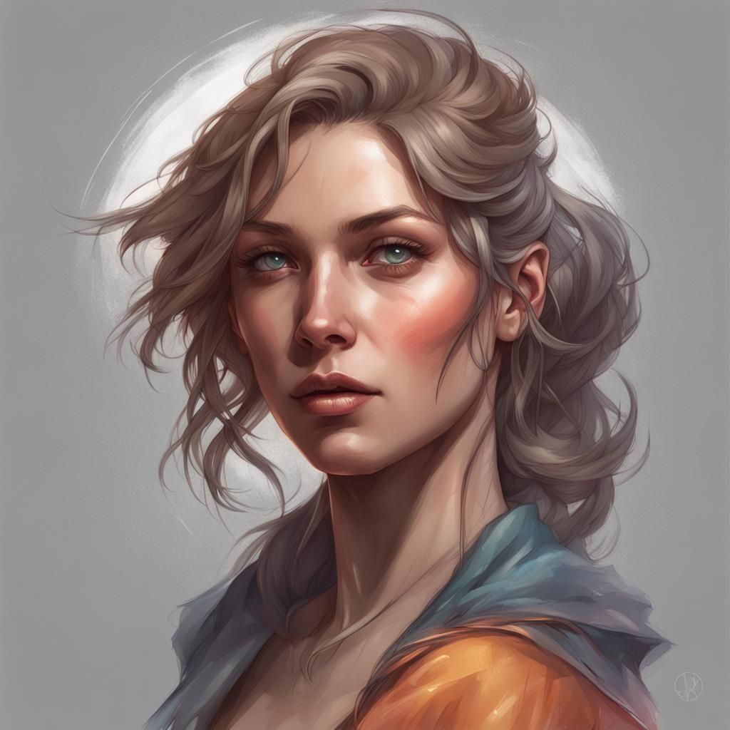 Elegant Female Portrait in Triadic Colors