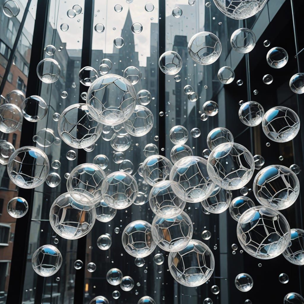 Cubist Glass Bubbles in Weightless Harmony
