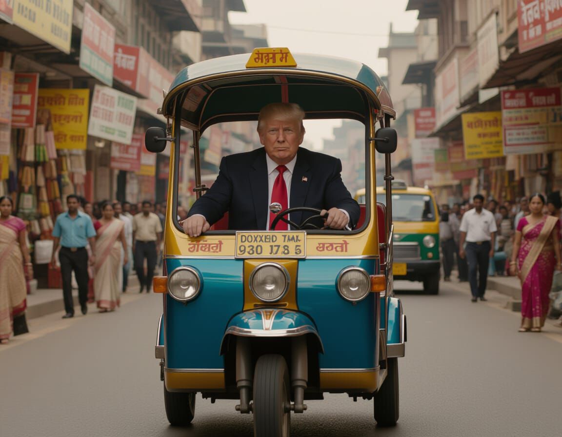 Donald Trump Drives Riksha in India, Cinematic Style