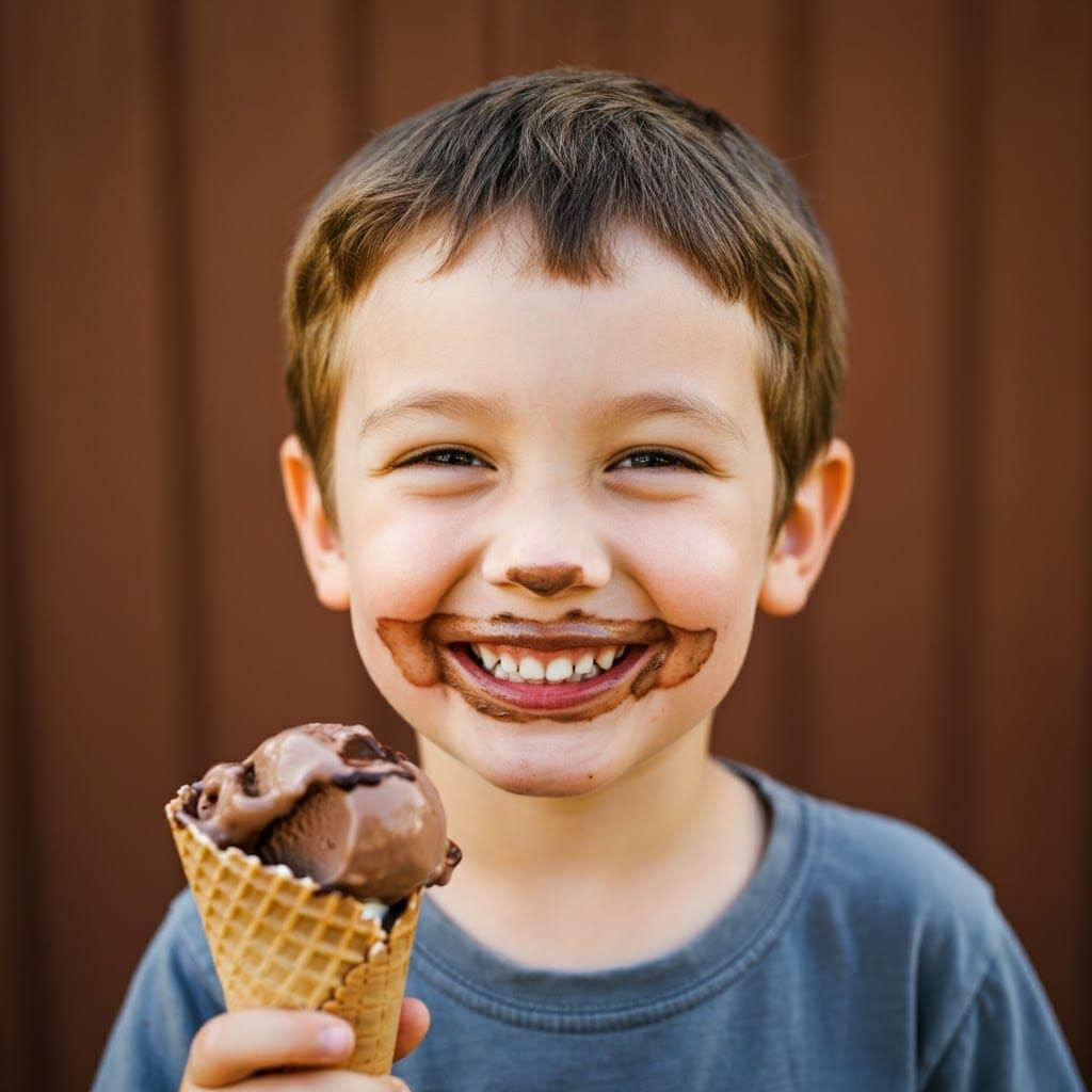 Joyful Summer Boy with Ice Cream