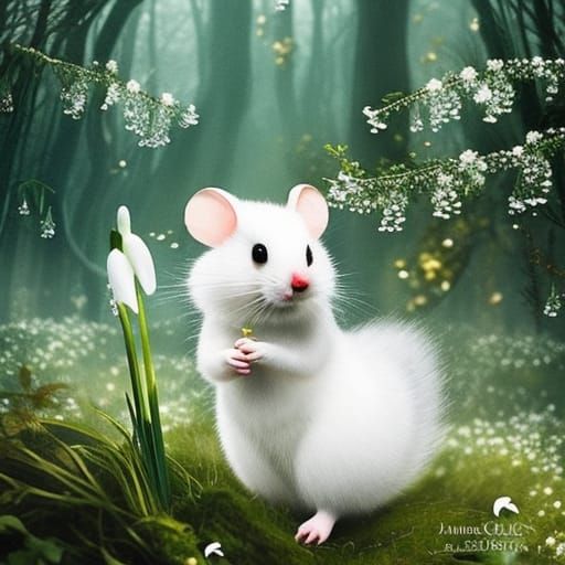  little fluffy white mouse 