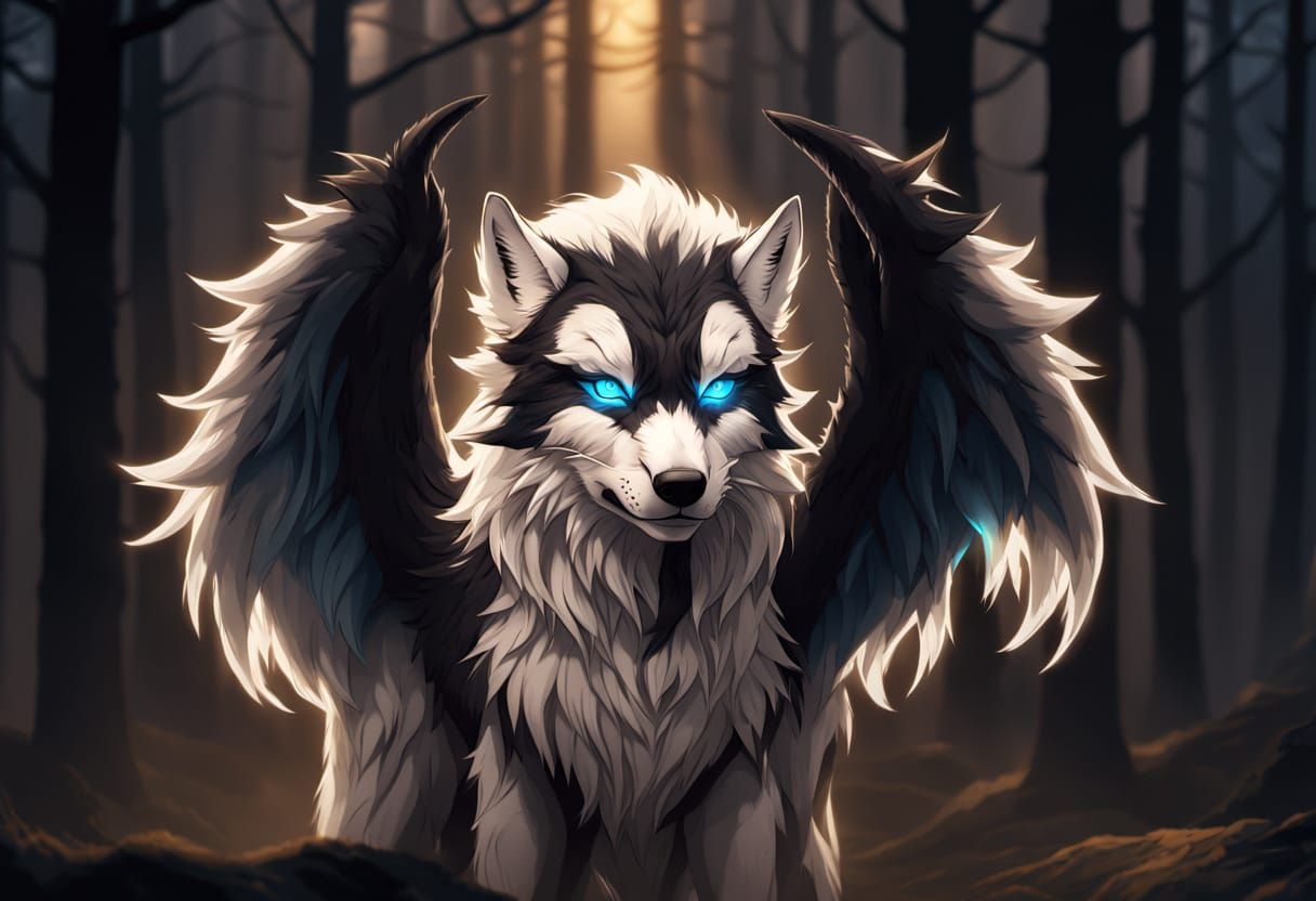 Dark Fantasy Furry Creature in Foggy Forest