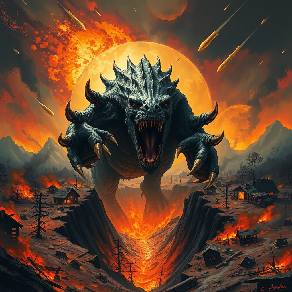 Giant Monster Emerges from Post-Apocalyptic Chasm in Scorchi...