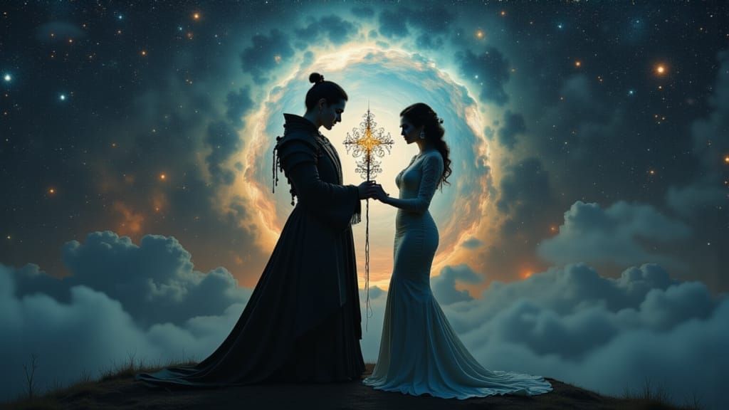 Dusk Meeting of Day Spirit and Night Soul