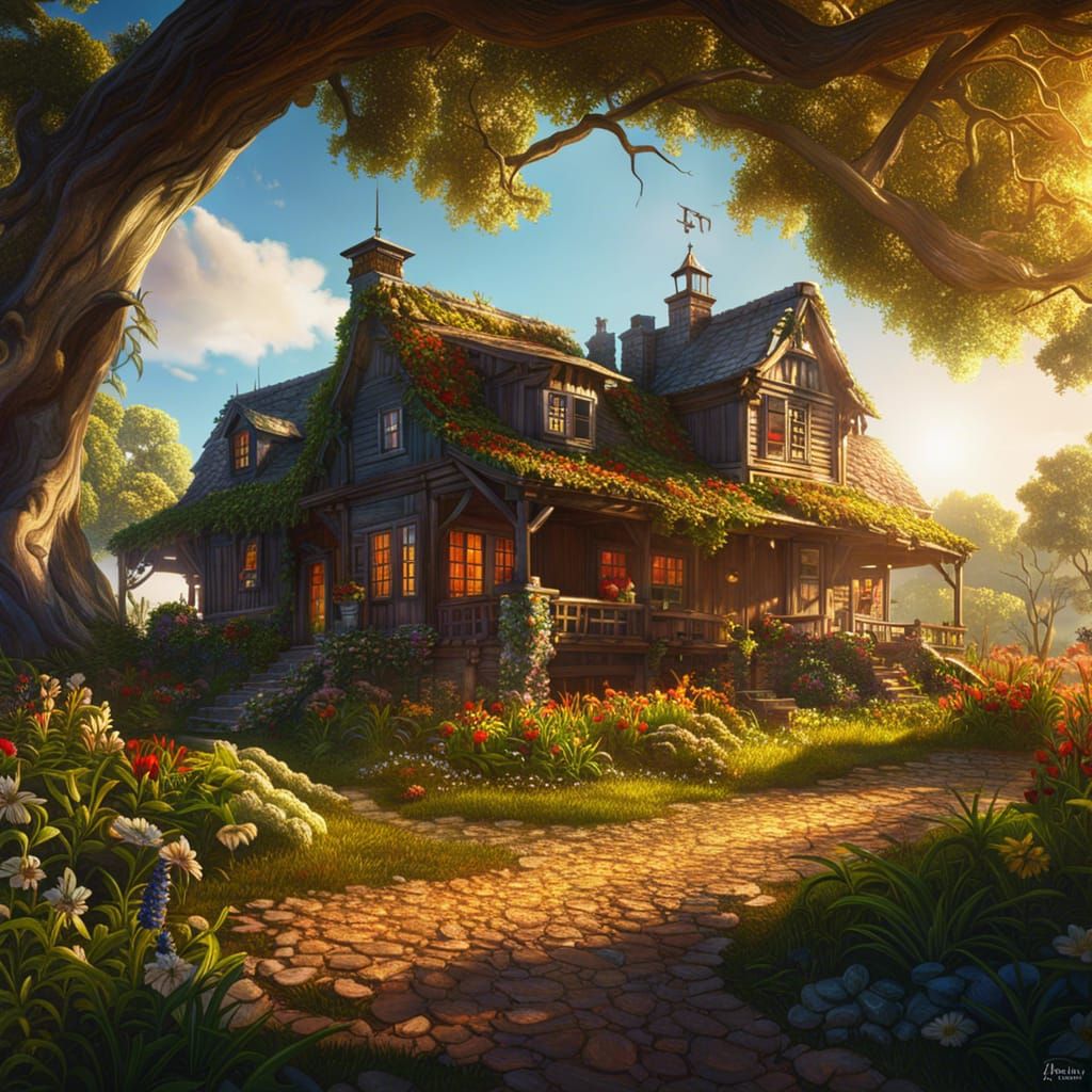 Ethereal Fantasy Farm House in Maximalist Style