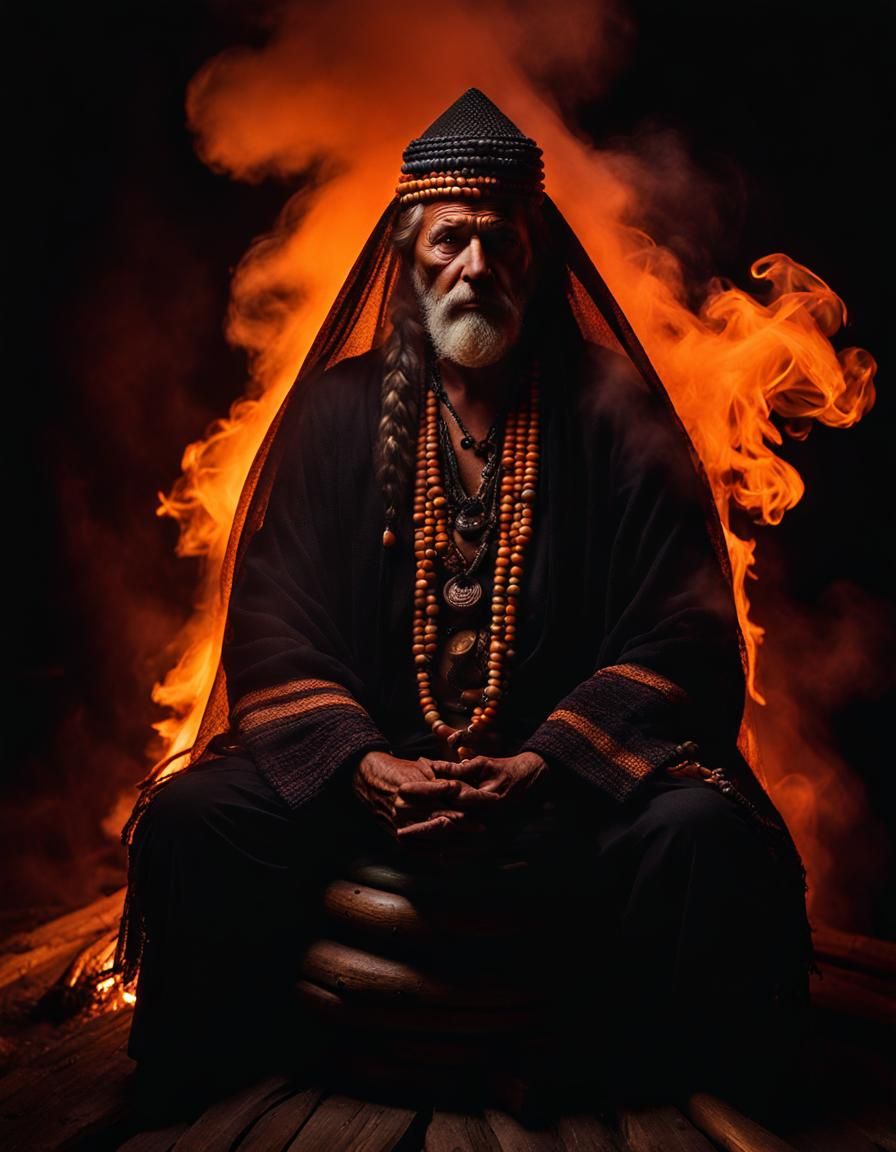 Ethereal Baltic Shaman in Smoke Sauna Mystic