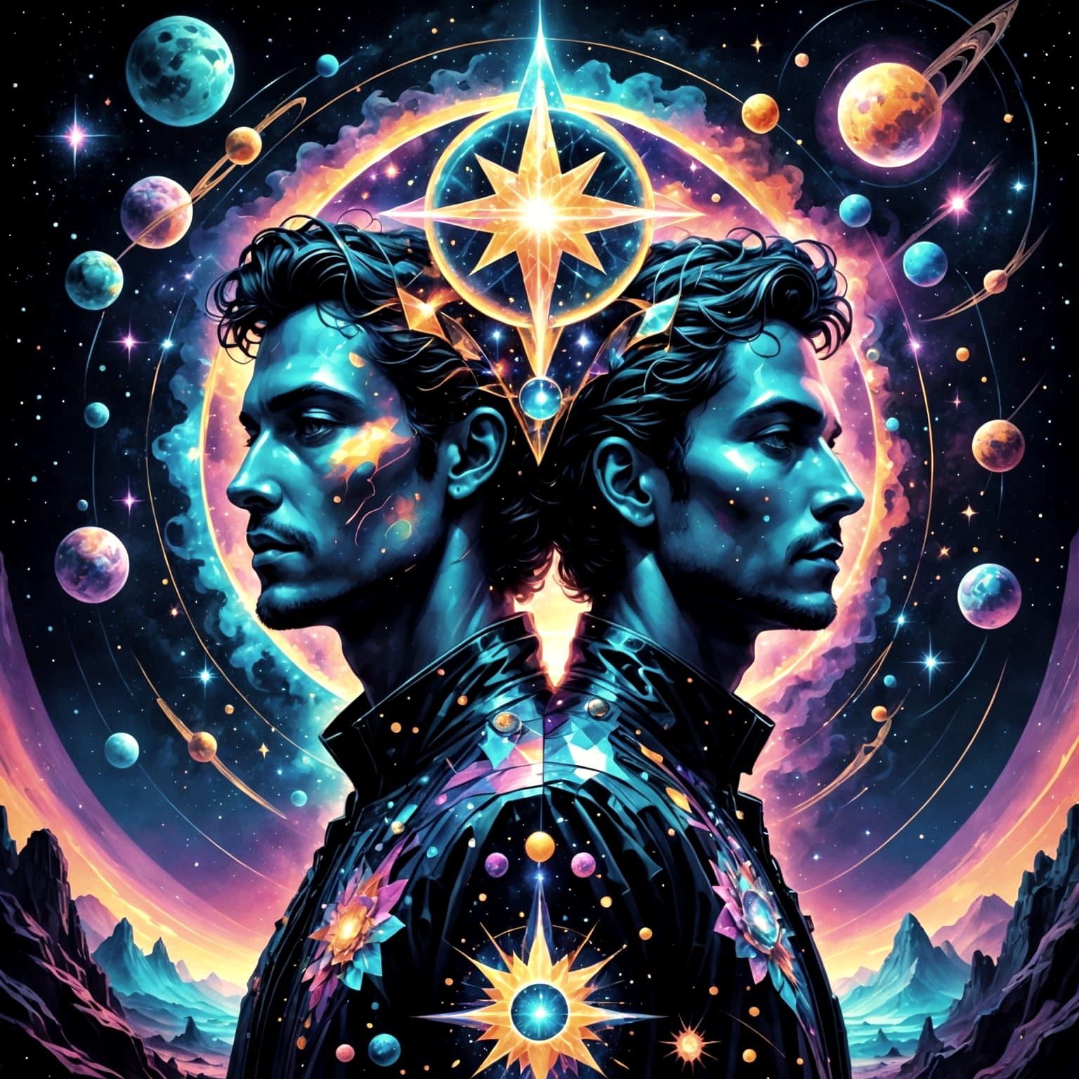 Cosmic Astral Encounter in 8K Holographic Style