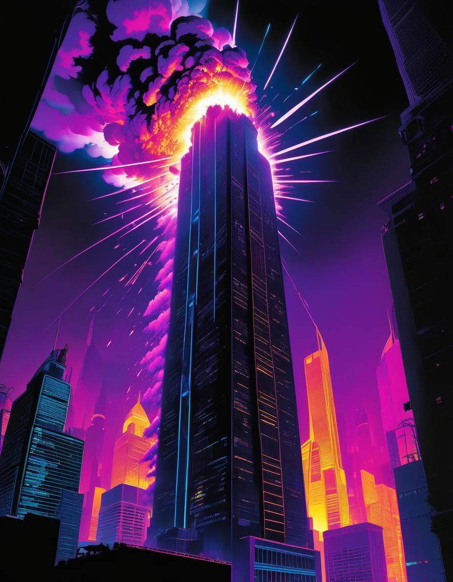 Cyberpunk Explosion in Neon Black Light