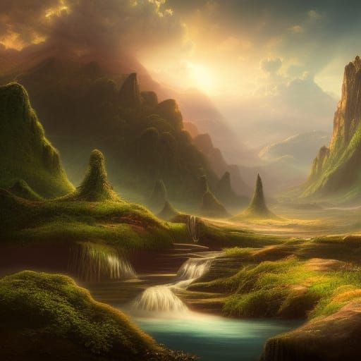 Detailed Landscapes in a Maximalist Fantasy Concept Art