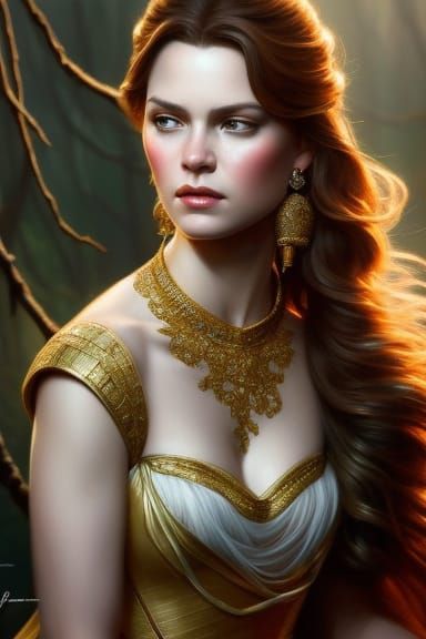 Hyperrealistic Princess Belle in Triadic Colors