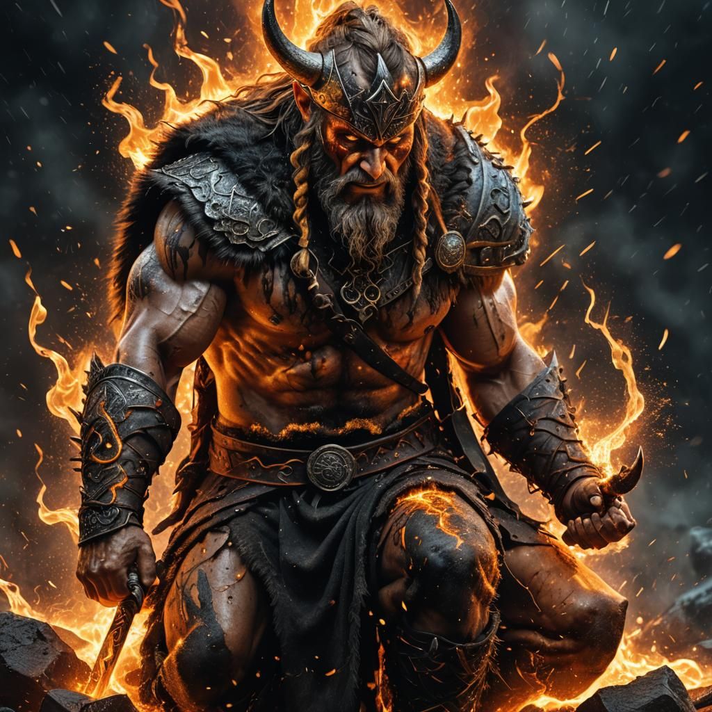 Viking God of Fire: Penitent Barbarian Unveils Fiery Veins