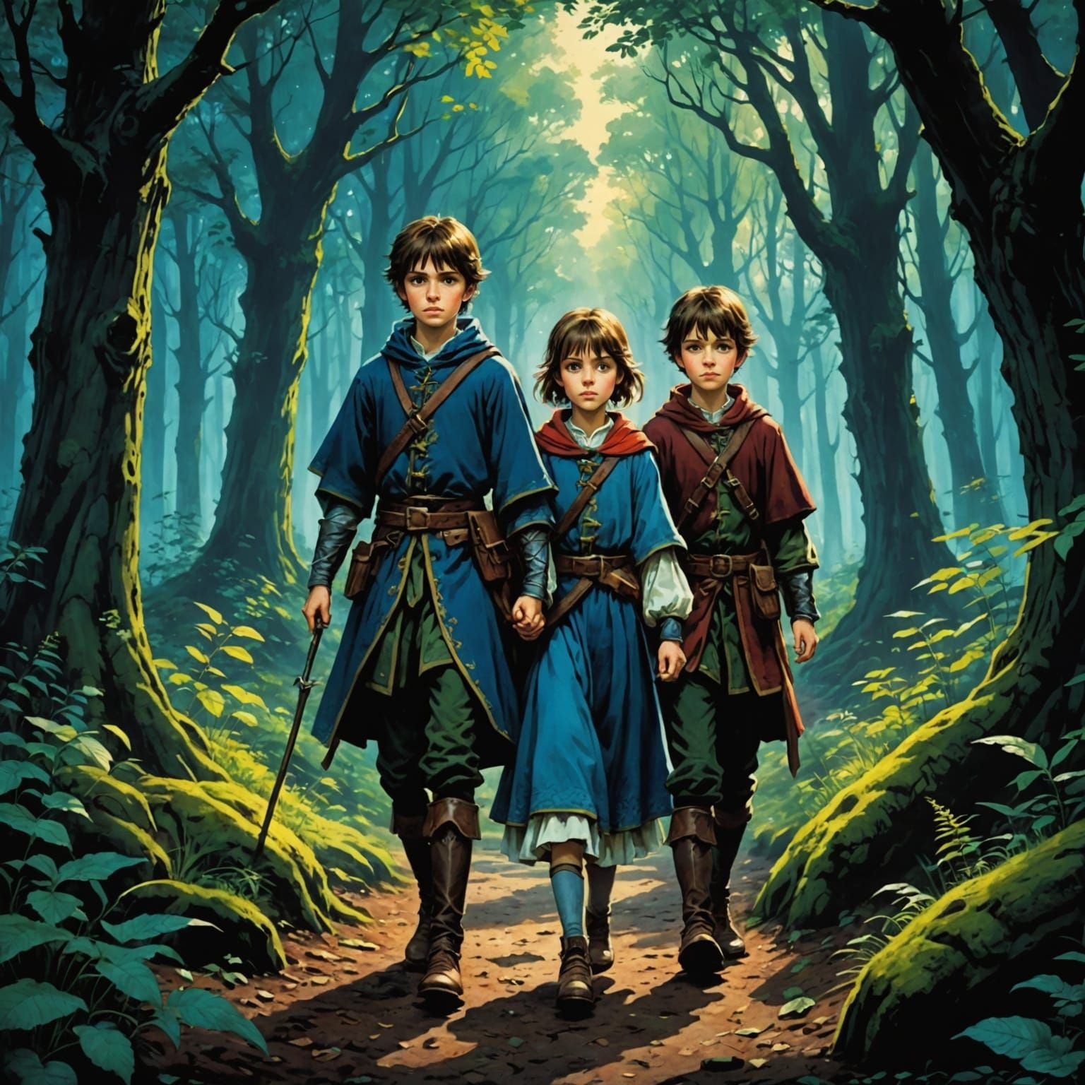 Medieval Fantasy Twins Navigate the Dark Forest