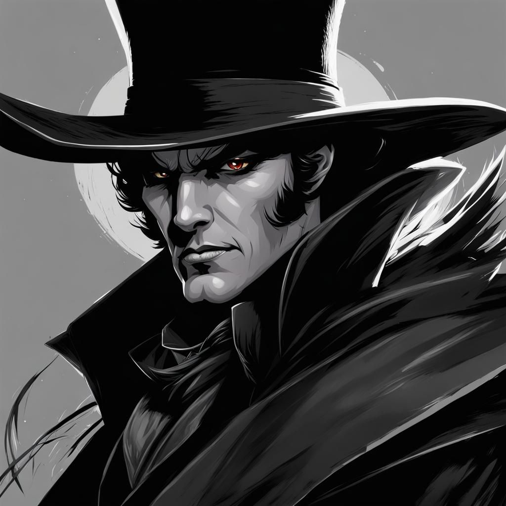 Vampire Hunter in Dark, Ominous Cyberpunk Art