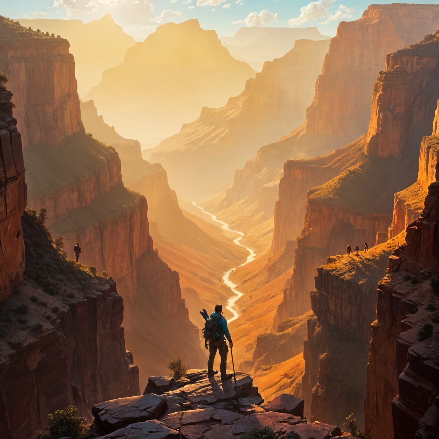 Breathtaking Grand Canyon Landscape in Warm, Golden Light
