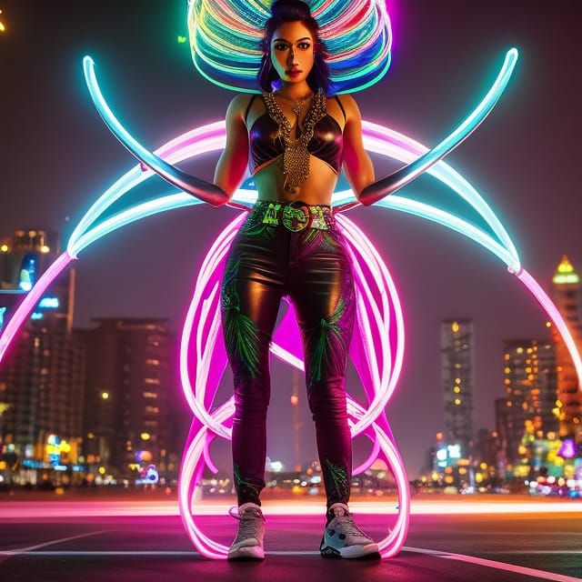 A rather spectacular neon light performer in Las Vegas