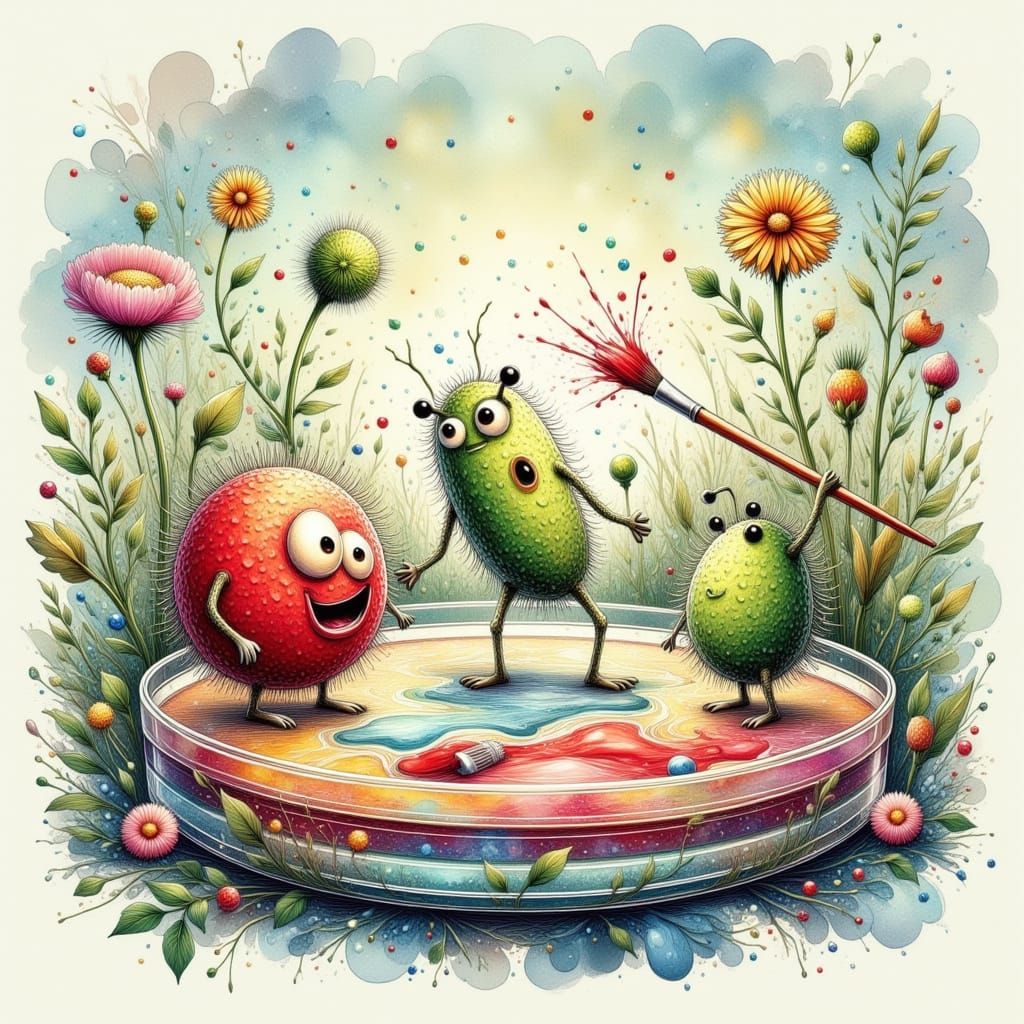 Mischievous Microbes Paint a Masterpiece in Vibrant Illustra...