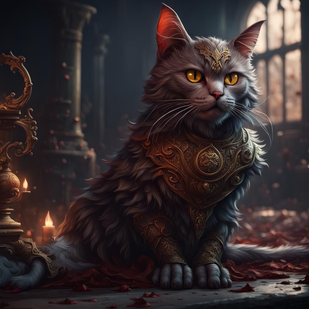 Fanciful Murderous Feline in Vivid Fantasy Realm