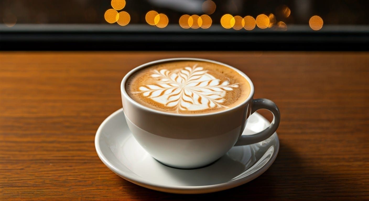 Snowflake Latte Art on Christmas Table