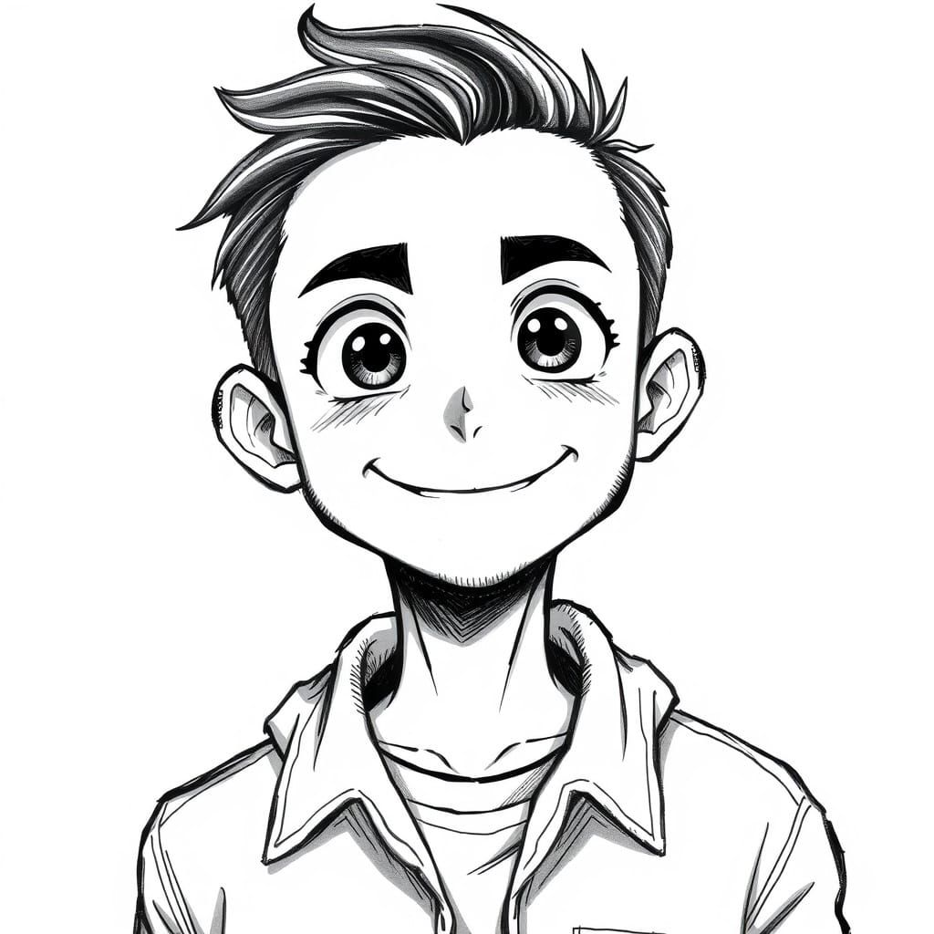 Anime Style Cartoon Guy with Kind Eyes