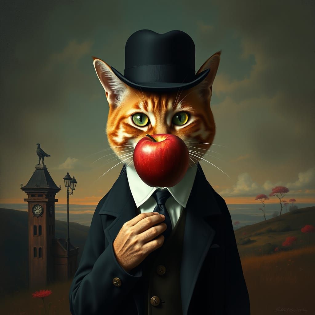 Surreal Feline Masterpiece in Cyberpunk Style