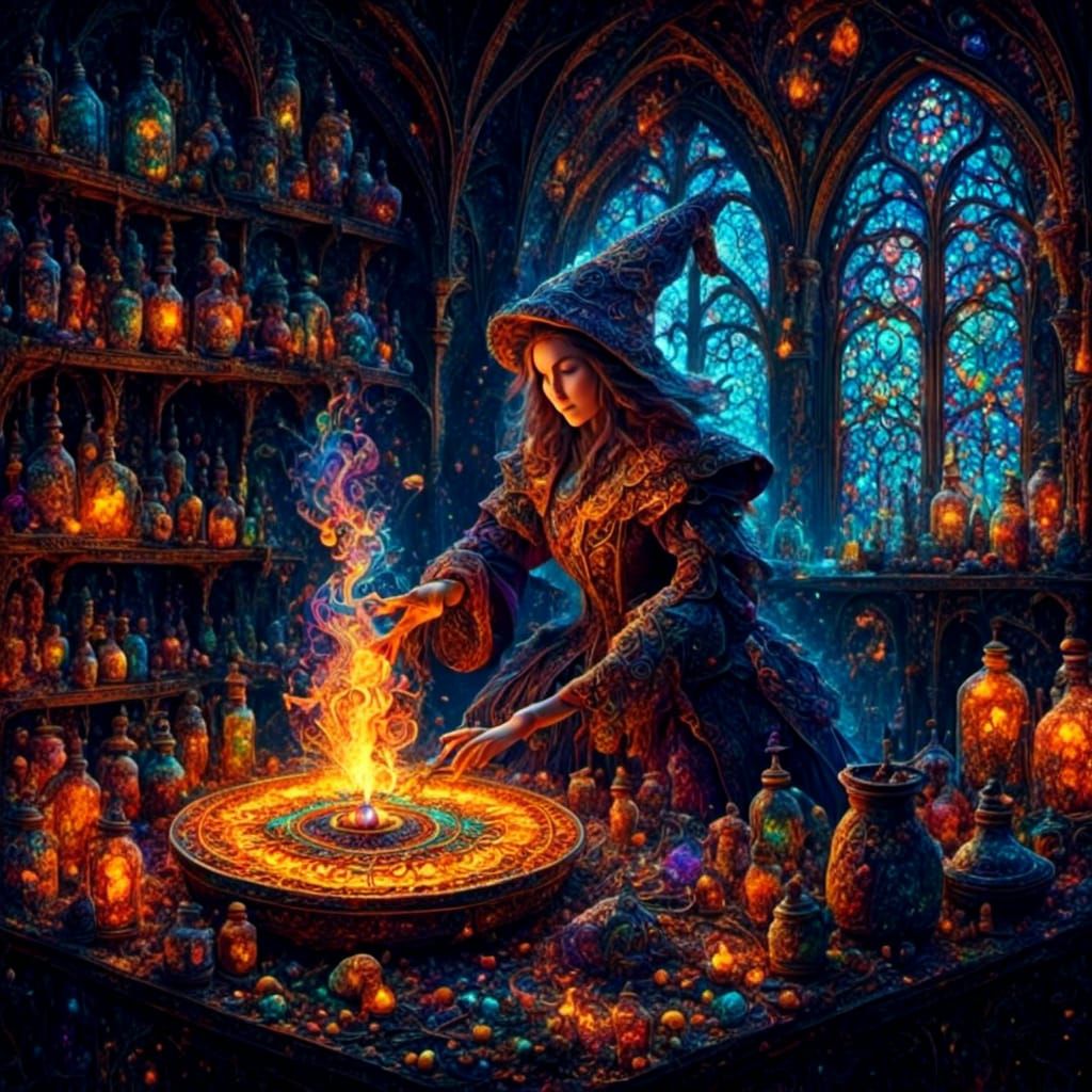 Enchanted Laboratory Scene in Vibrant Digital Art