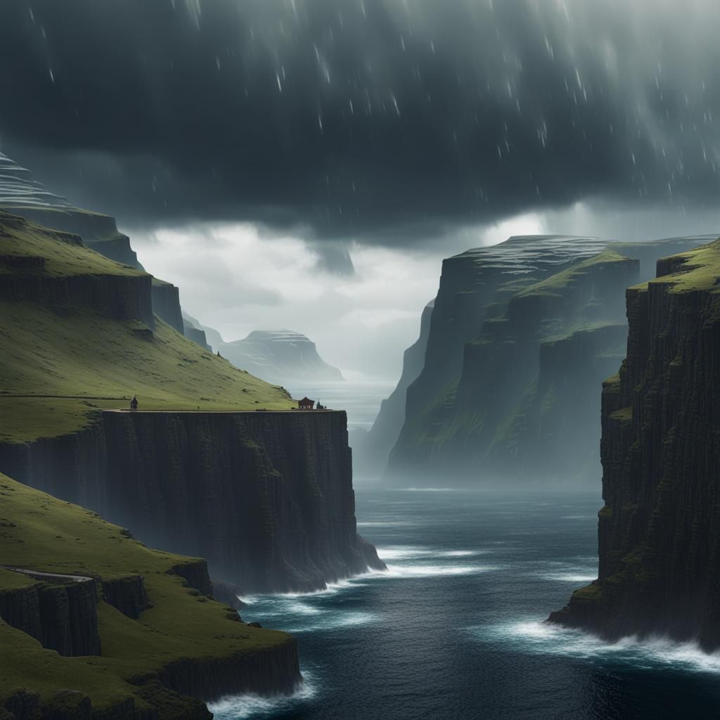 Faroe Islands in a Fantastical Stormscape
