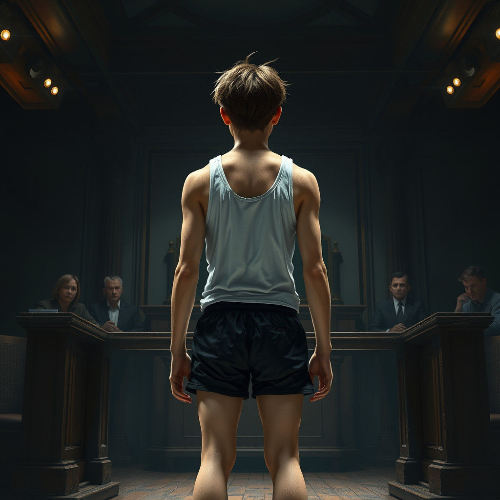 Young Man Embarrassed in Courtroom