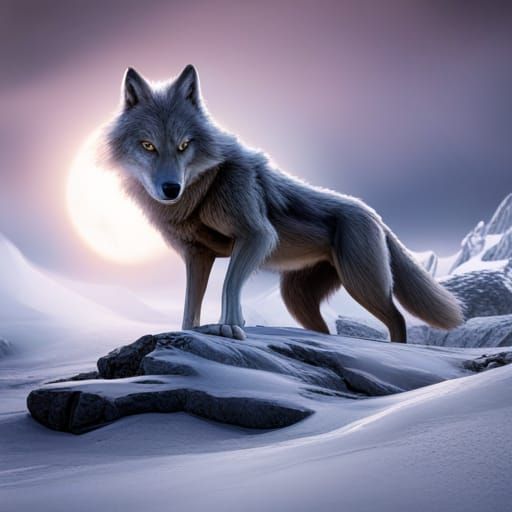 Fantastical Wolf in a Winter Wonderland