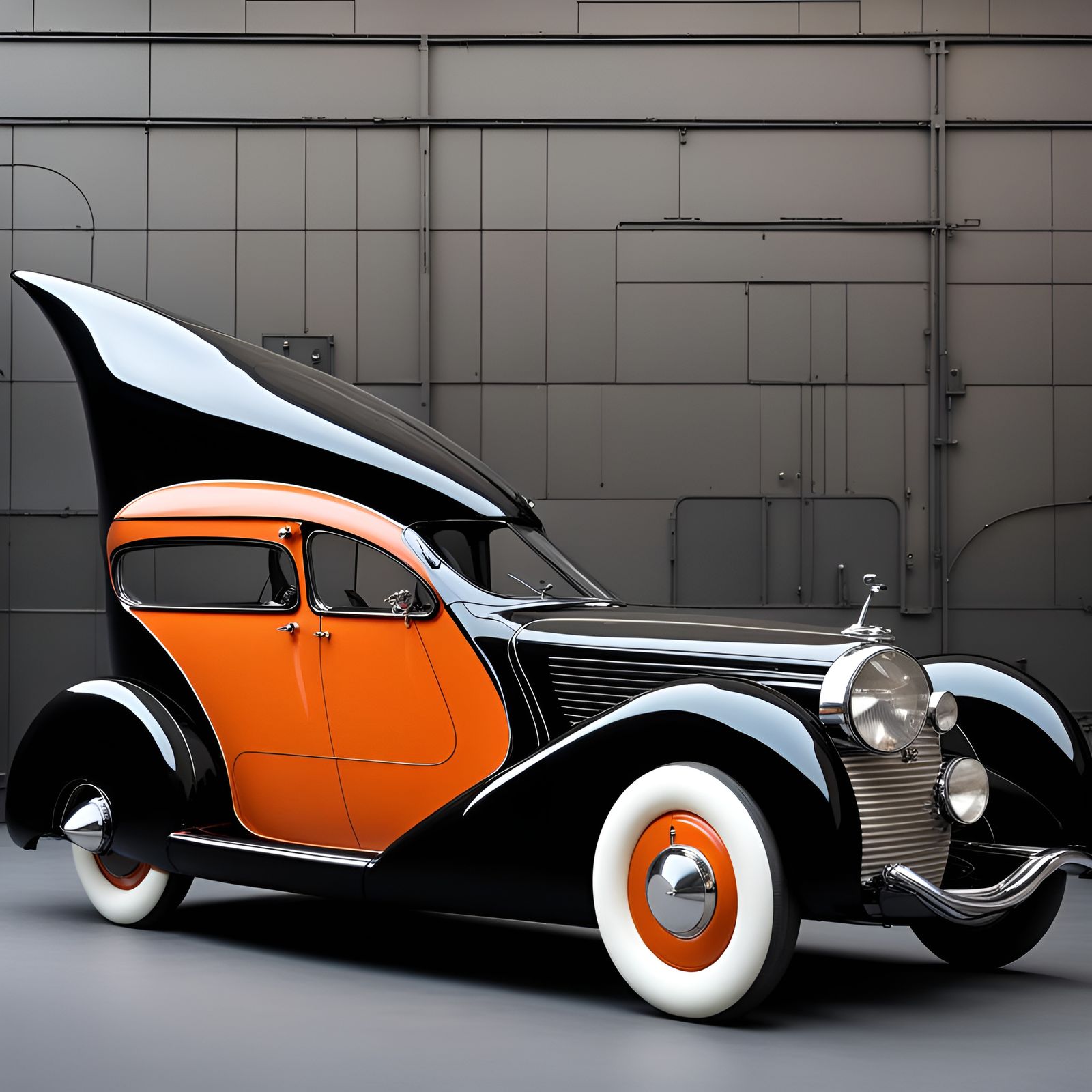 Aerodynamic Retrofuturistic Submarine-Inspired Vehicle