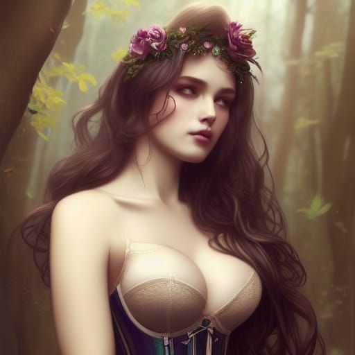 Fairyland Lady Portrait in Hyperdetailed Art Style