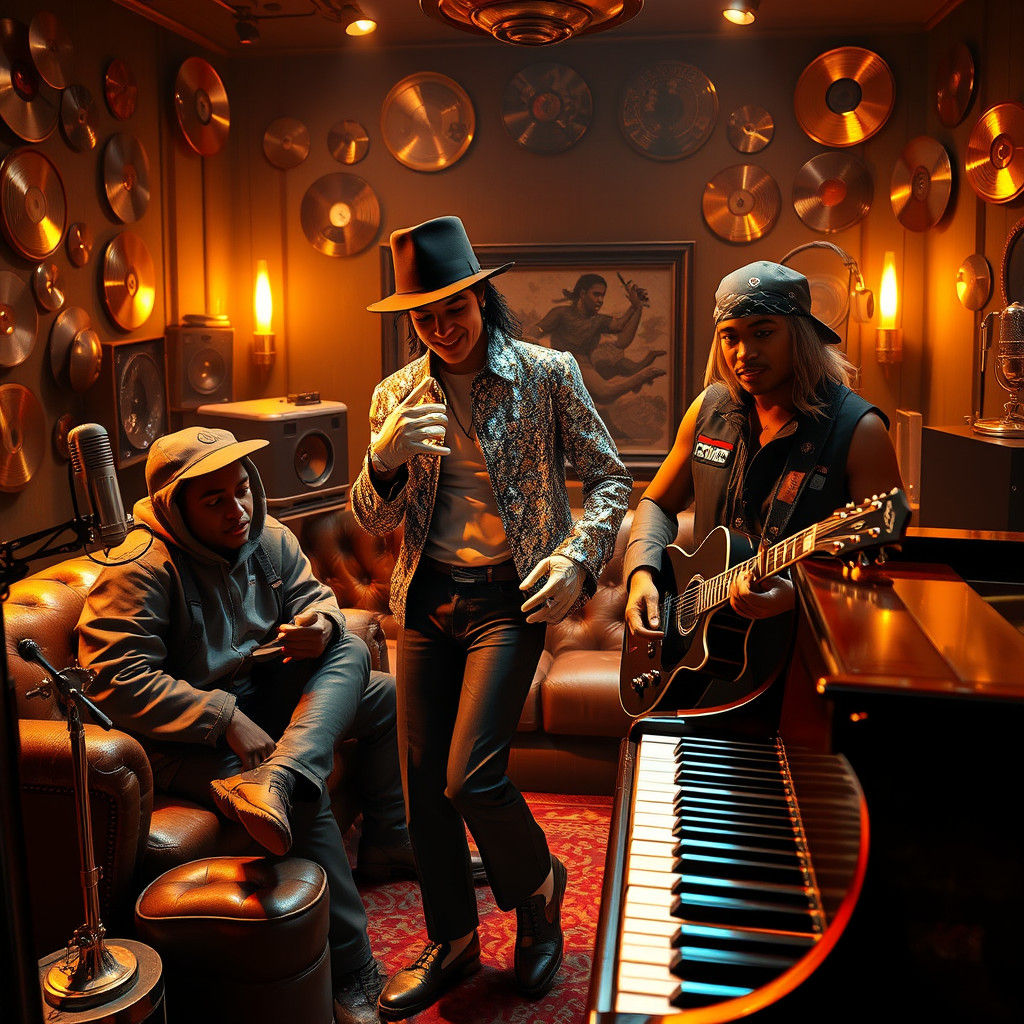 Legendary Music Icons Convene in Opulent Recording Studio