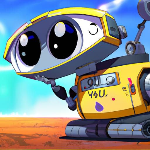 Surreal Anime WALL-E in a Vibrant Digital Art Style