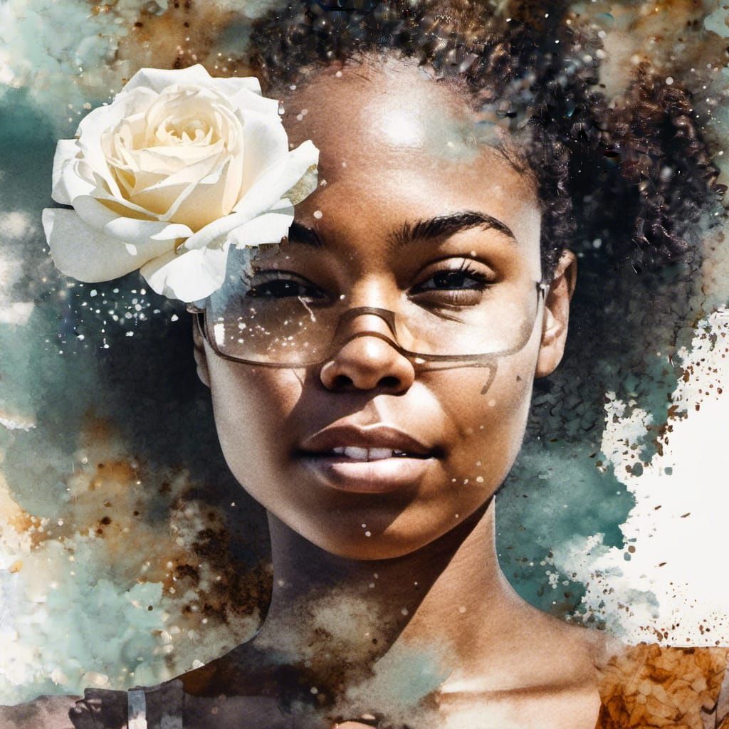 A Young Woman's Serene Portrait in Dreamy Watercolour