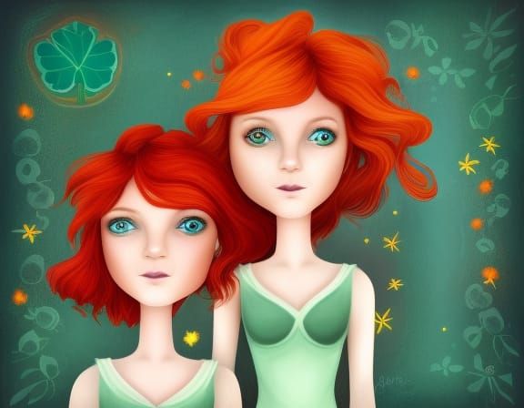 Red hair twins I - Cartoon style