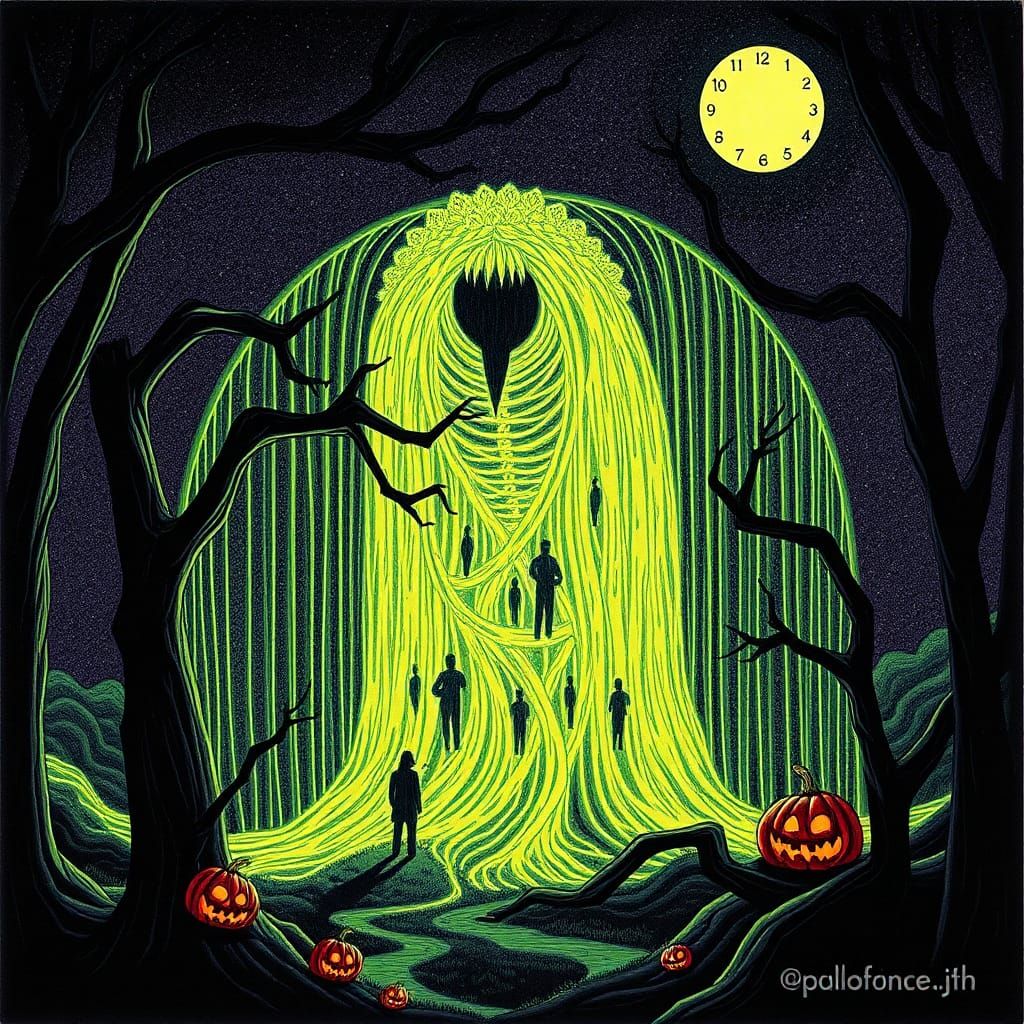 Cyberpunk Horror Scenes in a Dark, Gothic Cityscape