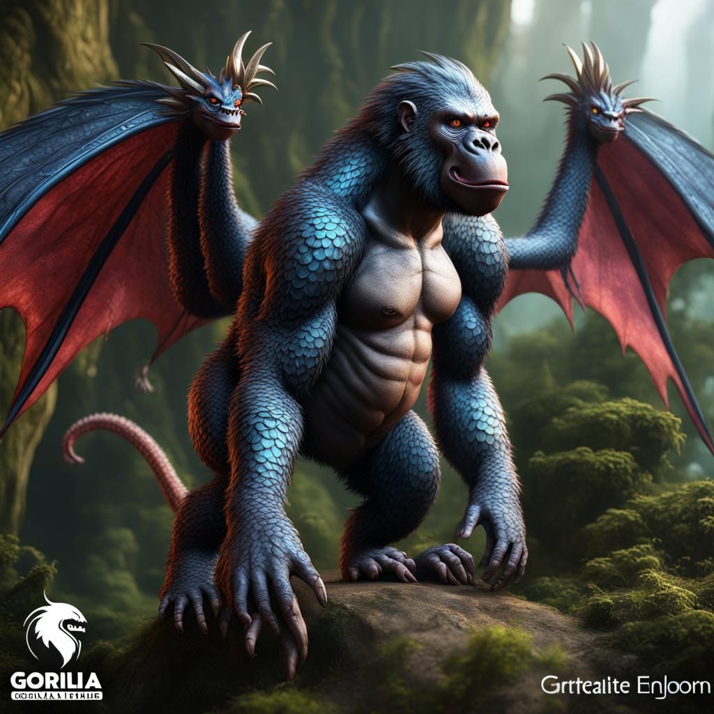 Dragon-Gorilla Hybrids Soar in Fantasy Realm