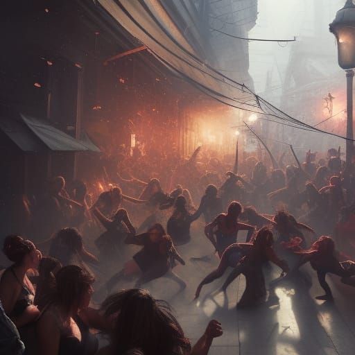 Brawl in Clothing Store: Hyperdetailed Dark Fantasy Art