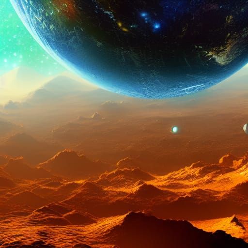 Cosmic Encounter: Earth in Vibrant Galaxy