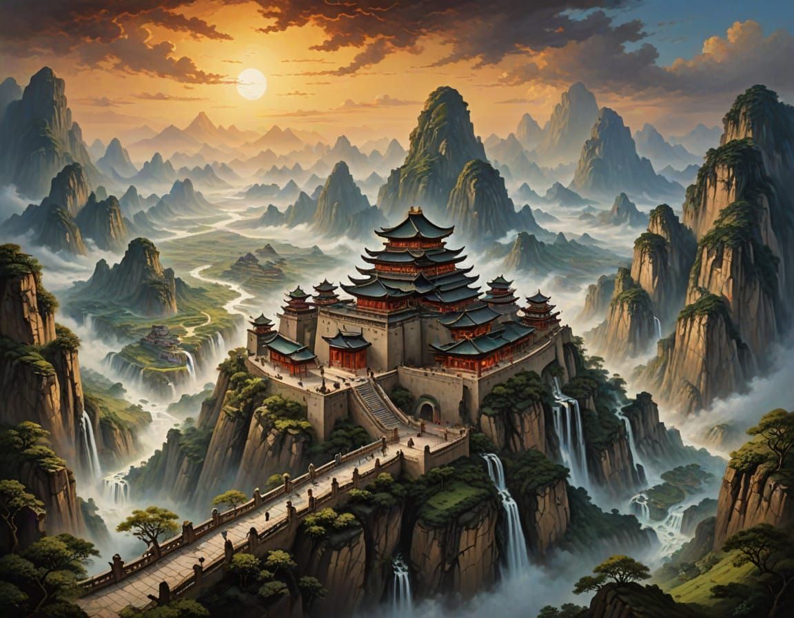 Cosmic Heaven in Qin Feng's Epic Oil Painting Style